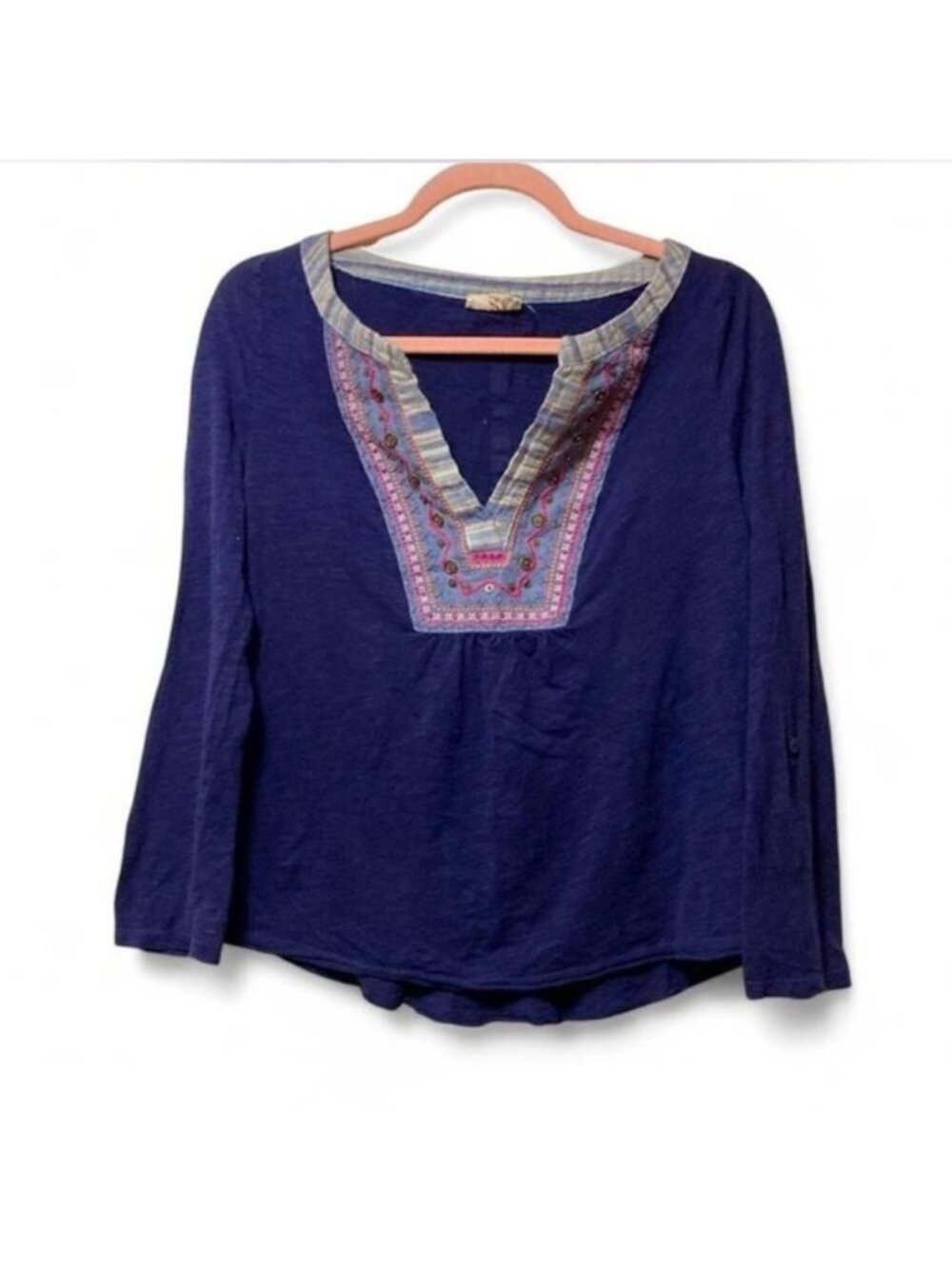 Embroidered Blue Women's Top